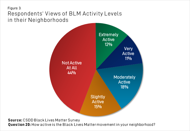 Figure 3: Respondents' Views of BLM Activity Levels in their Neighborhoods